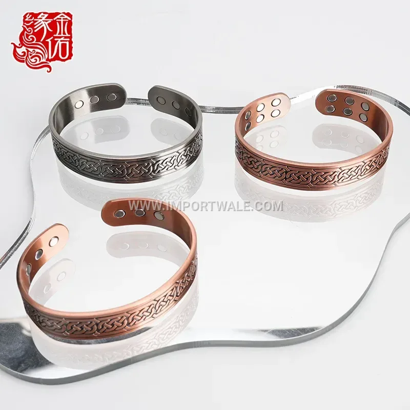 Textured Copper Open Cuff Magnetic Therapy Bangle