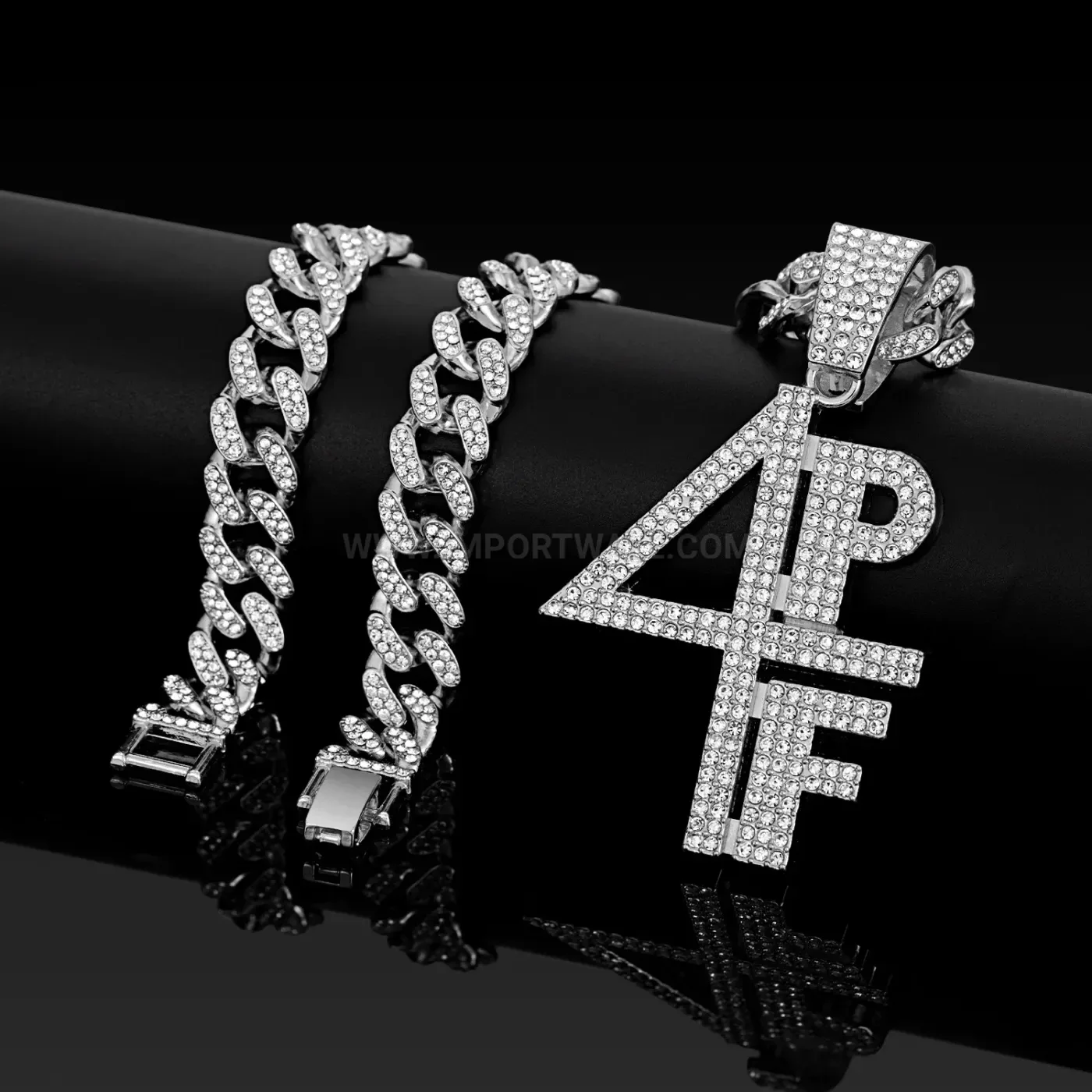Iced Lucky Number Cross Pendant with Cuban Link Chain