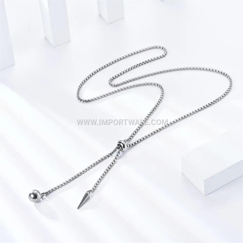Multi Layer Stainless Steel Chain Conical Pendant Necklace