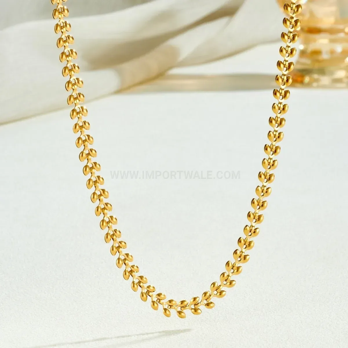 Stylish Gold Stainless Steel Wheat Ear Pendant Jewelry Set