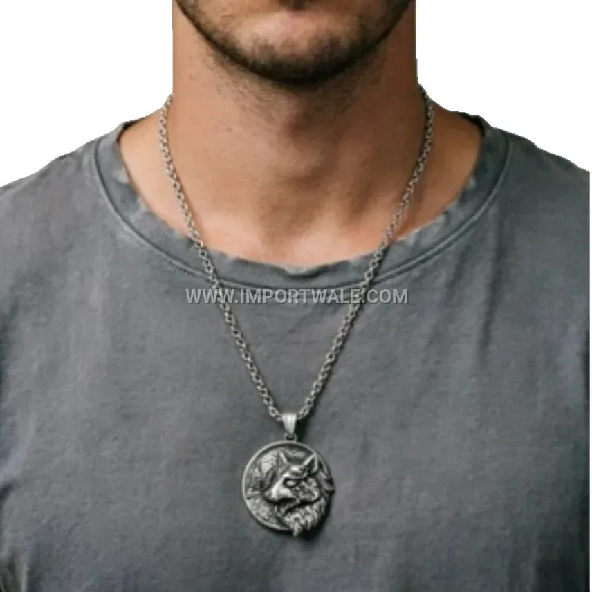 Cast Stainless Steel Wolf Head Pendant