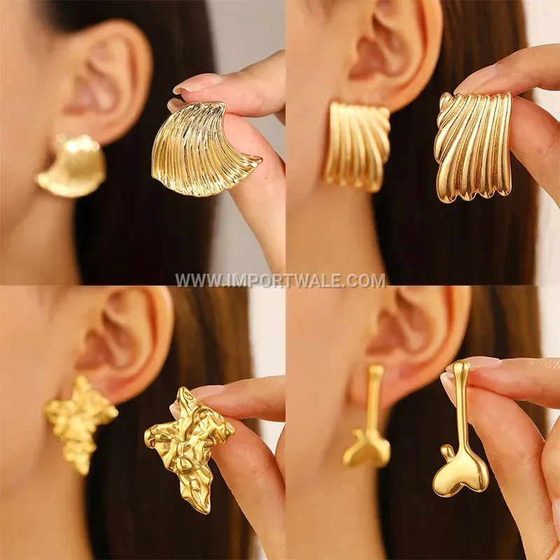 18K Gold Plated Stainless Steel Geometric Stud Earrings