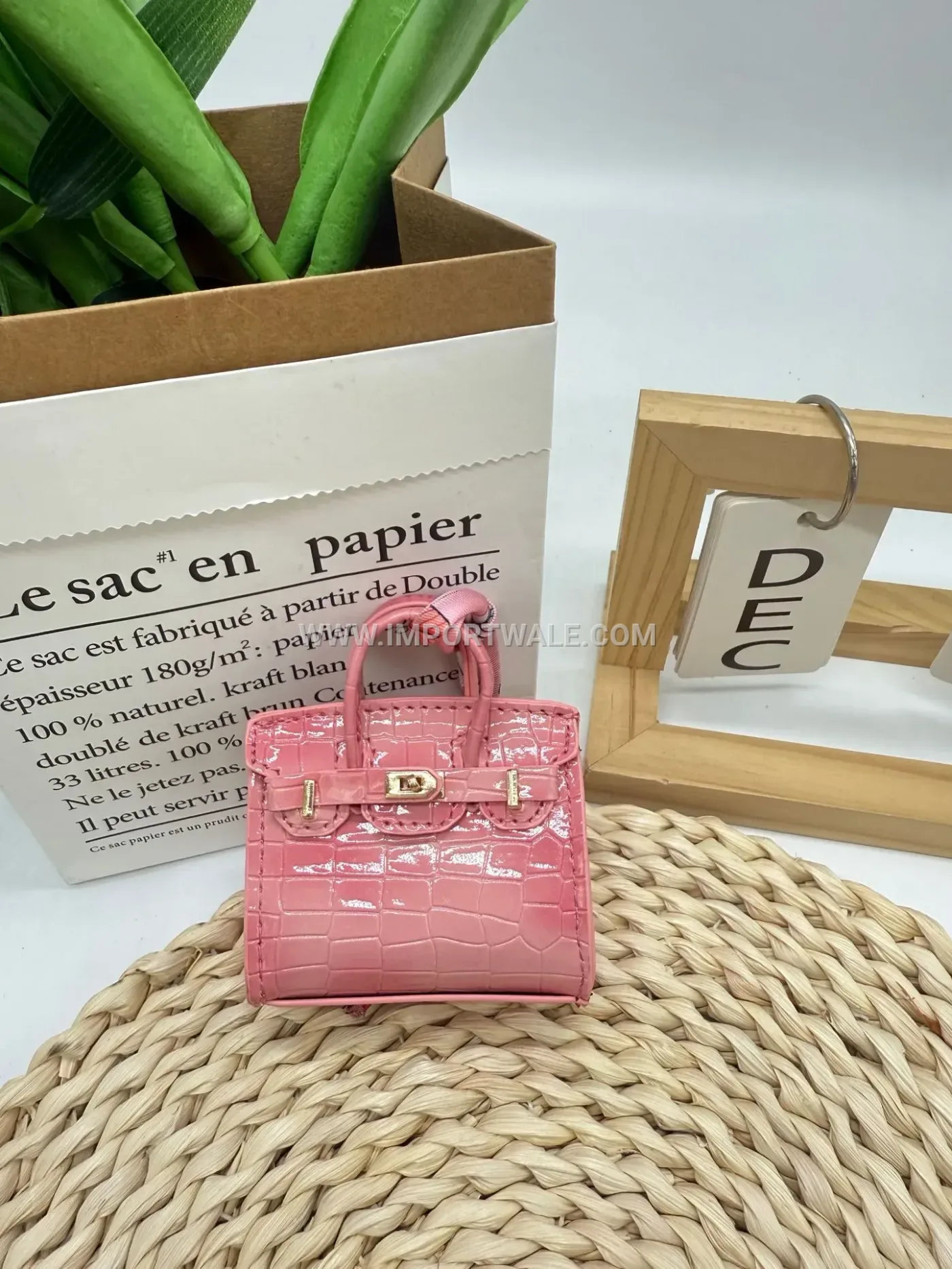 Crocodile Pattern Leather Mini Bag Charm Ornament