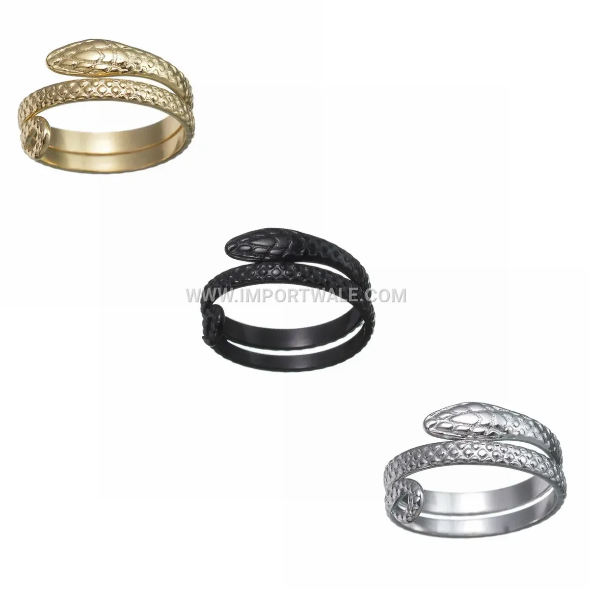 Adjustable Snake Motif Metallic Open Ring