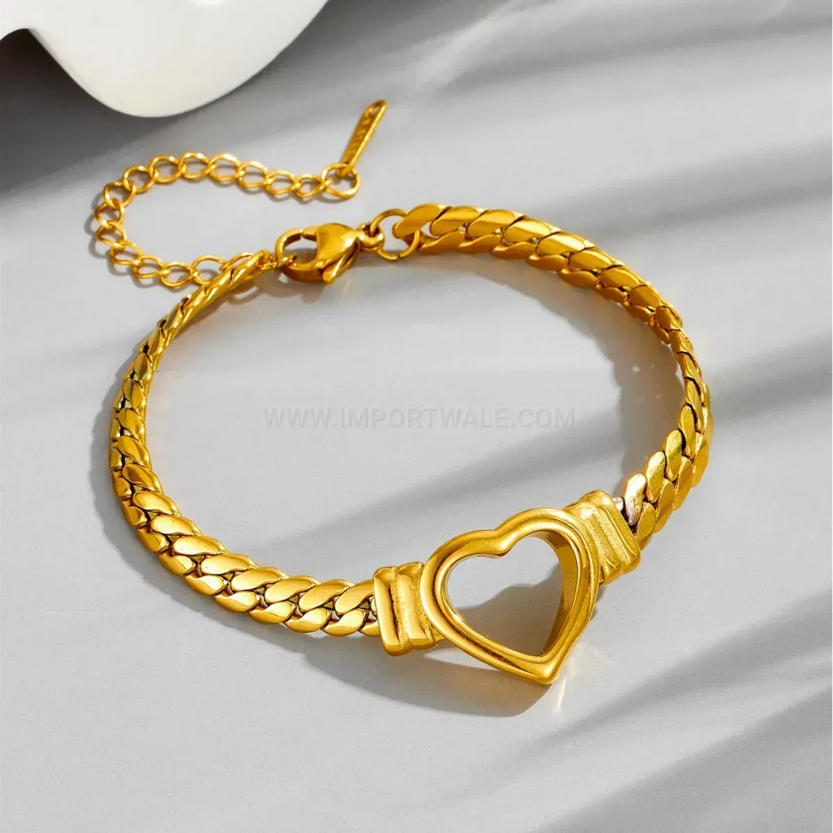 Hollow Heart Stainless Steel Curb Chain Bracelet and Necklace