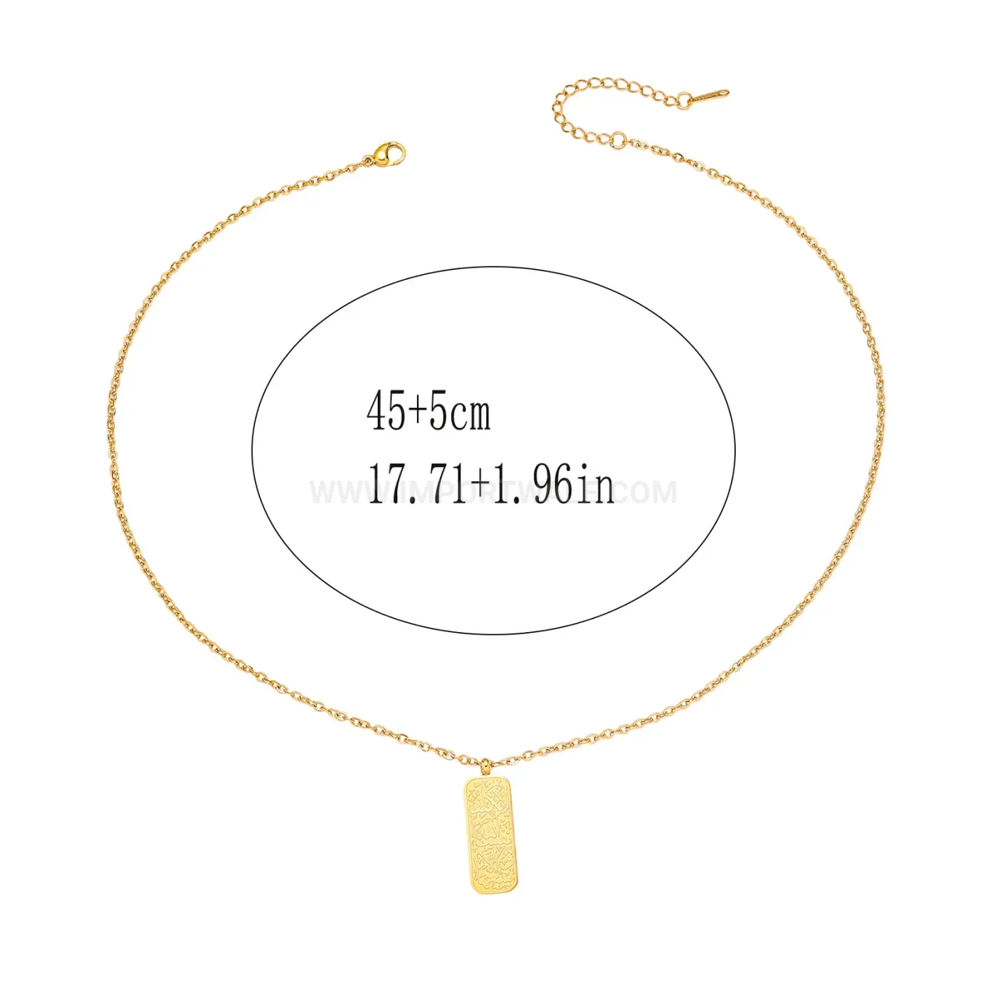 Arabic Calligraphy Allah Shahada Stainless Steel Pendant Necklace