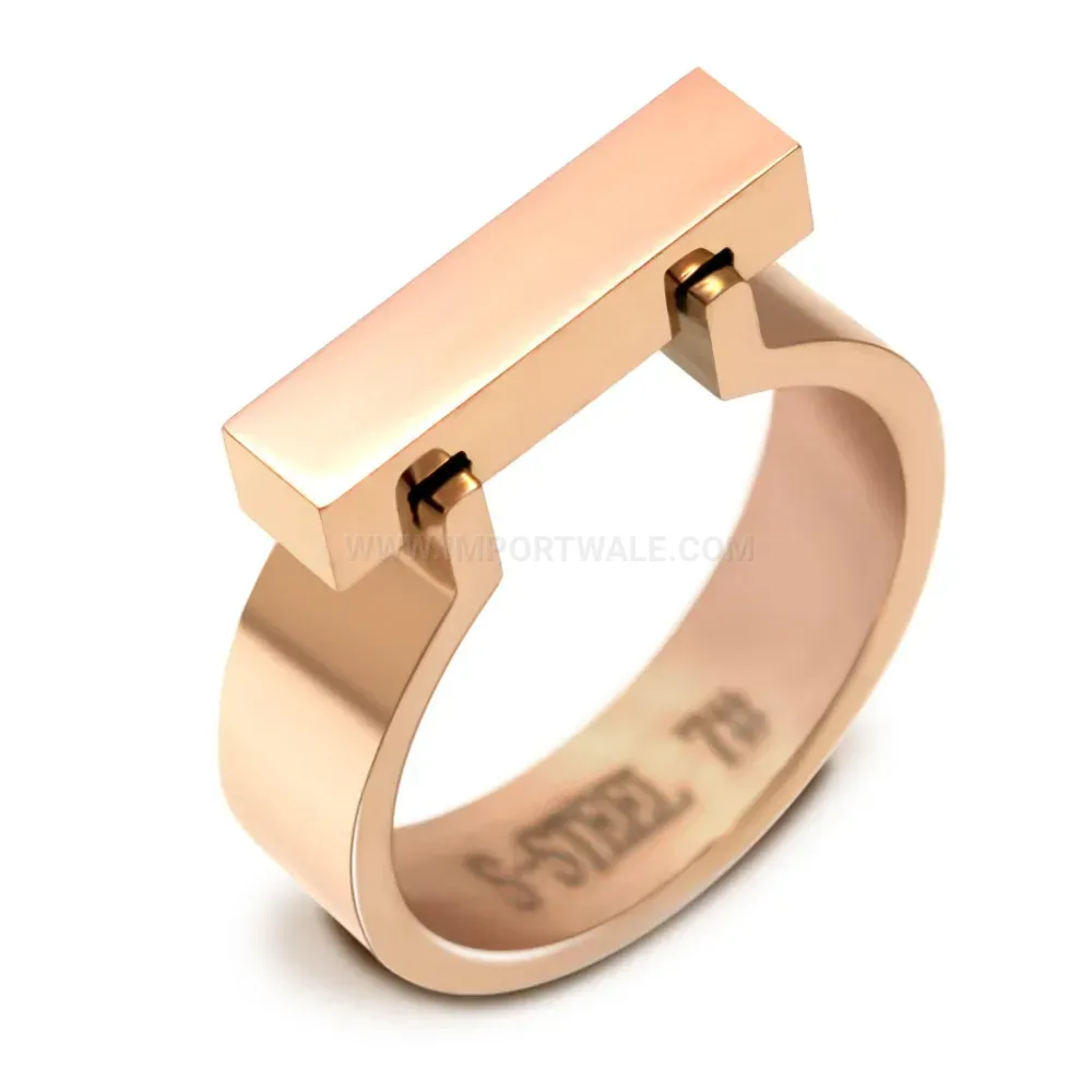 Chic Sleek Rectangular Polished Stainless Steel Band Ring