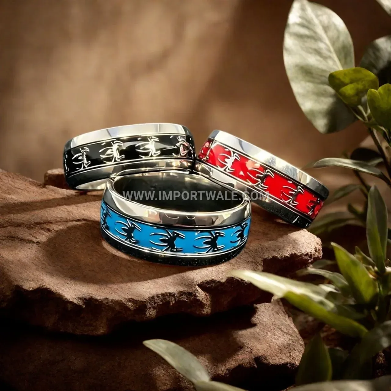 Punk Style Epoxy Inlay Stainless Steel Motif Ring