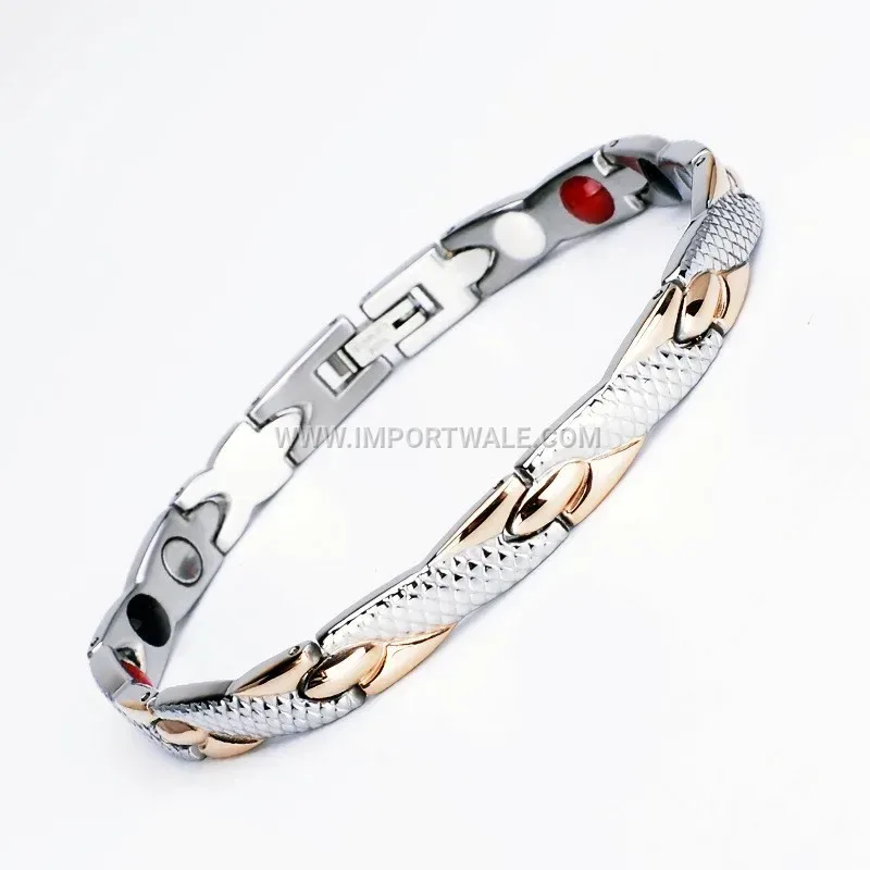 Wavy Snake Texture Plated Magnetic Therapy Chain Bracelet