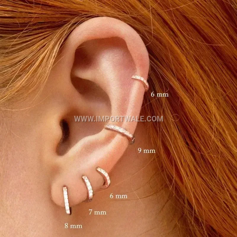 Rhodium Plated Geometric Crystal Hoop Earrings
