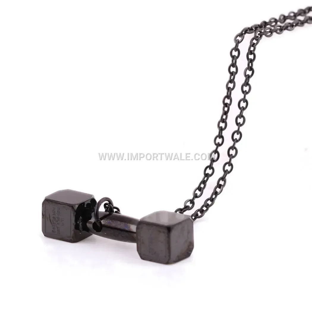 Fitness Dumbbell Pendant Layered Stainless Steel Necklace