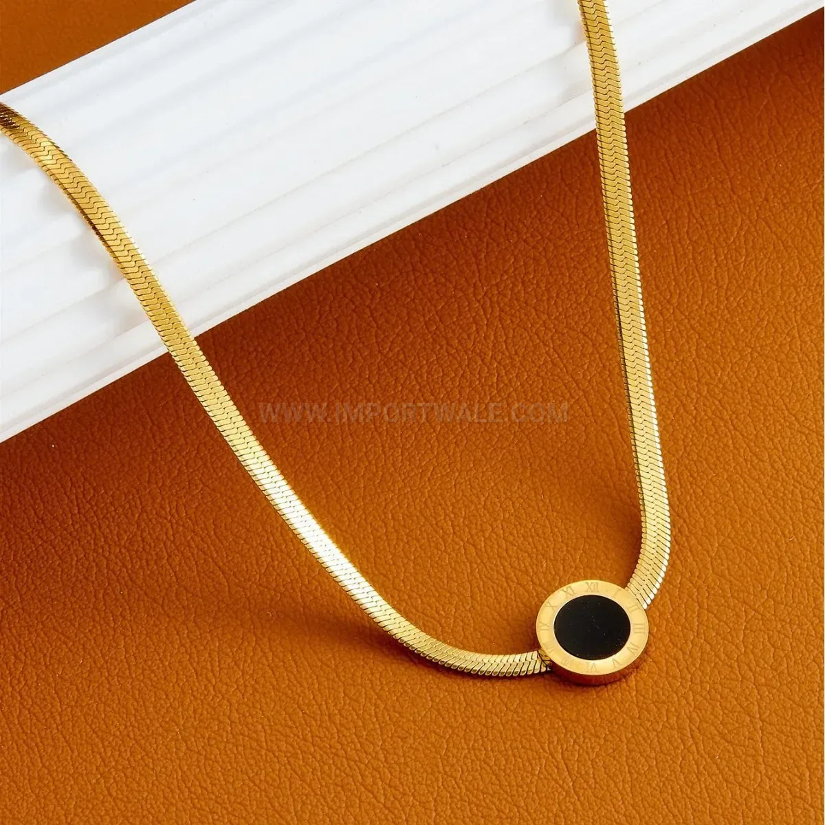 Classic Titanium Steel Roman Numeral Clavicle Chain Necklace