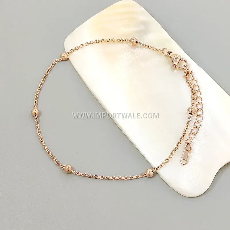 Geometric Stainless Steel Bead Chain Anklet