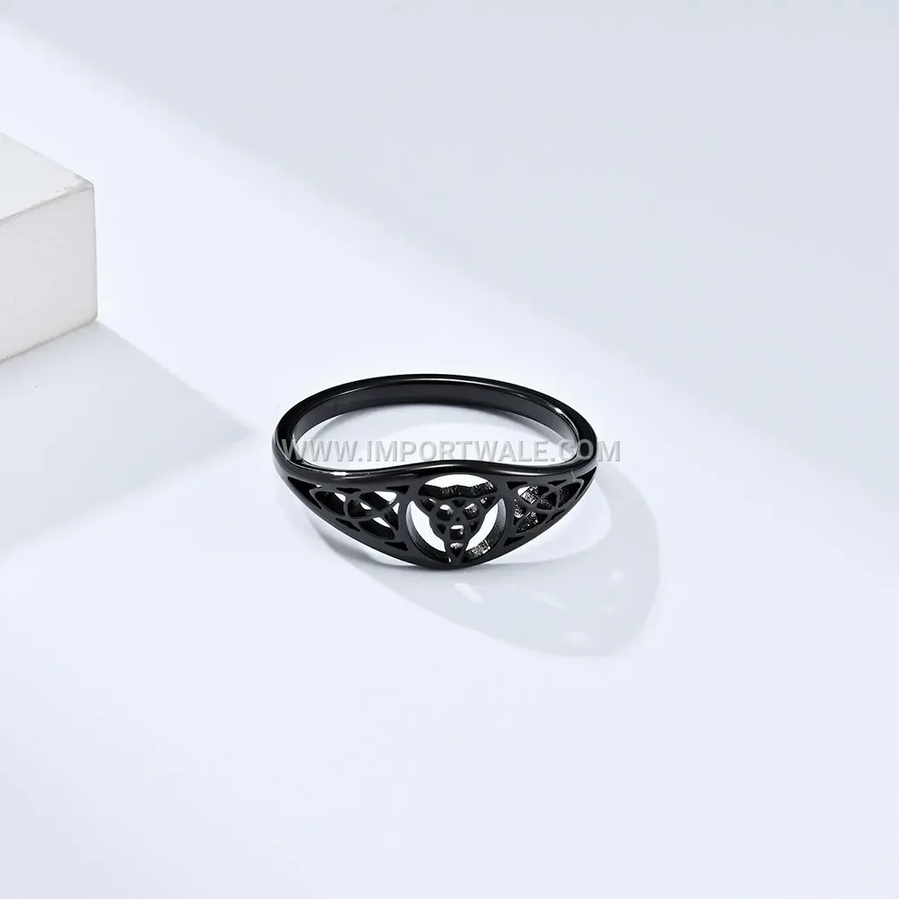 Cutout Viking Celtic Triquetra Knot Stainless Steel Band Ring