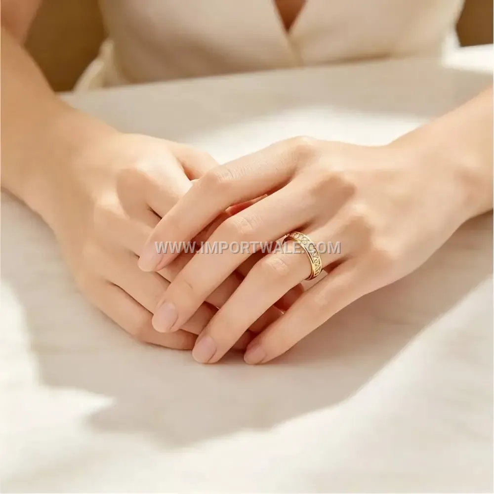 Geometrically Cut Triangle Stainless Steel Zircon Ring