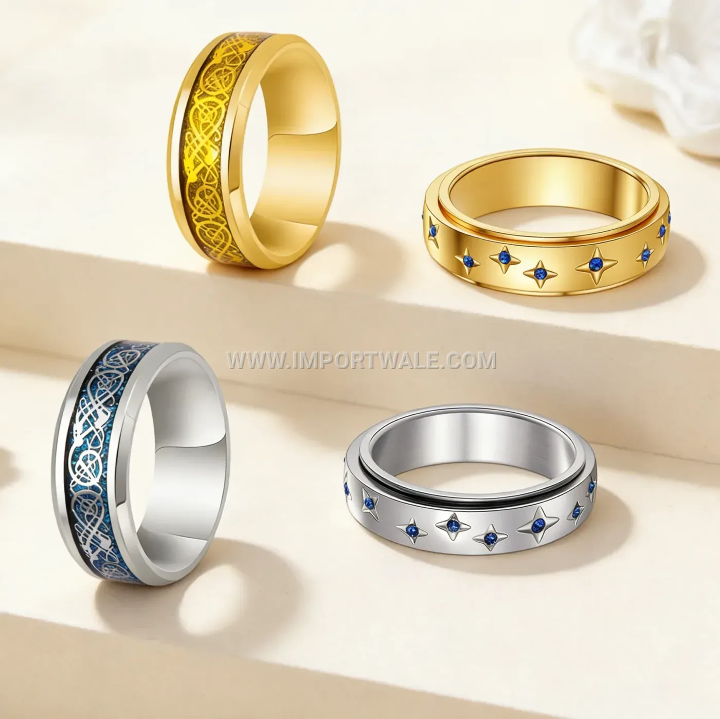 Etched Gold Heart Stainless Steel Band Ring