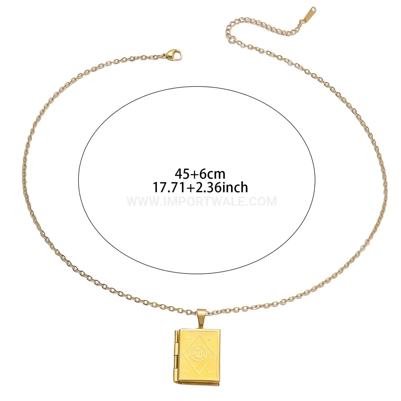 Classic Stainless Steel Arabic Script Heart Calligraphy Pendant Necklace