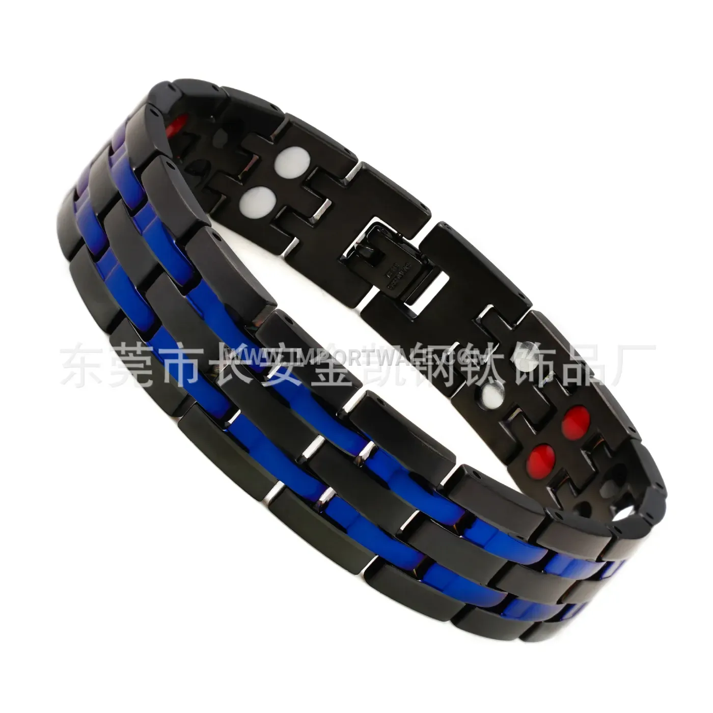 Men's Double Row Geometric Magnetic Steel Bracelet