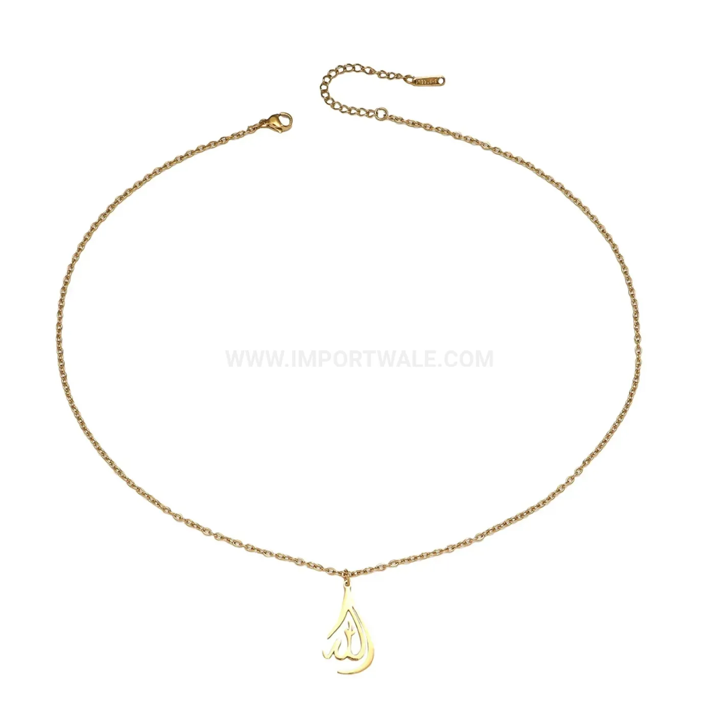 Bold Raindrop Stainless Steel Calligraphy Allah Pendant Necklace