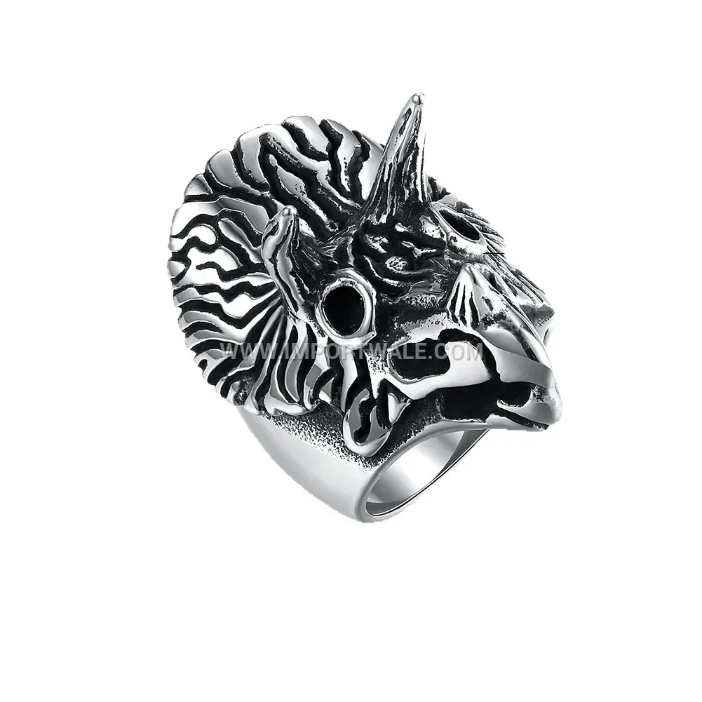 Stegosaurus Motif Stainless Steel Ring for Men