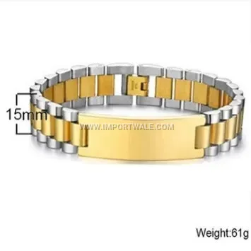 Minimalist Curved ID Bar Adjustable Stainless Steel Bracelet
