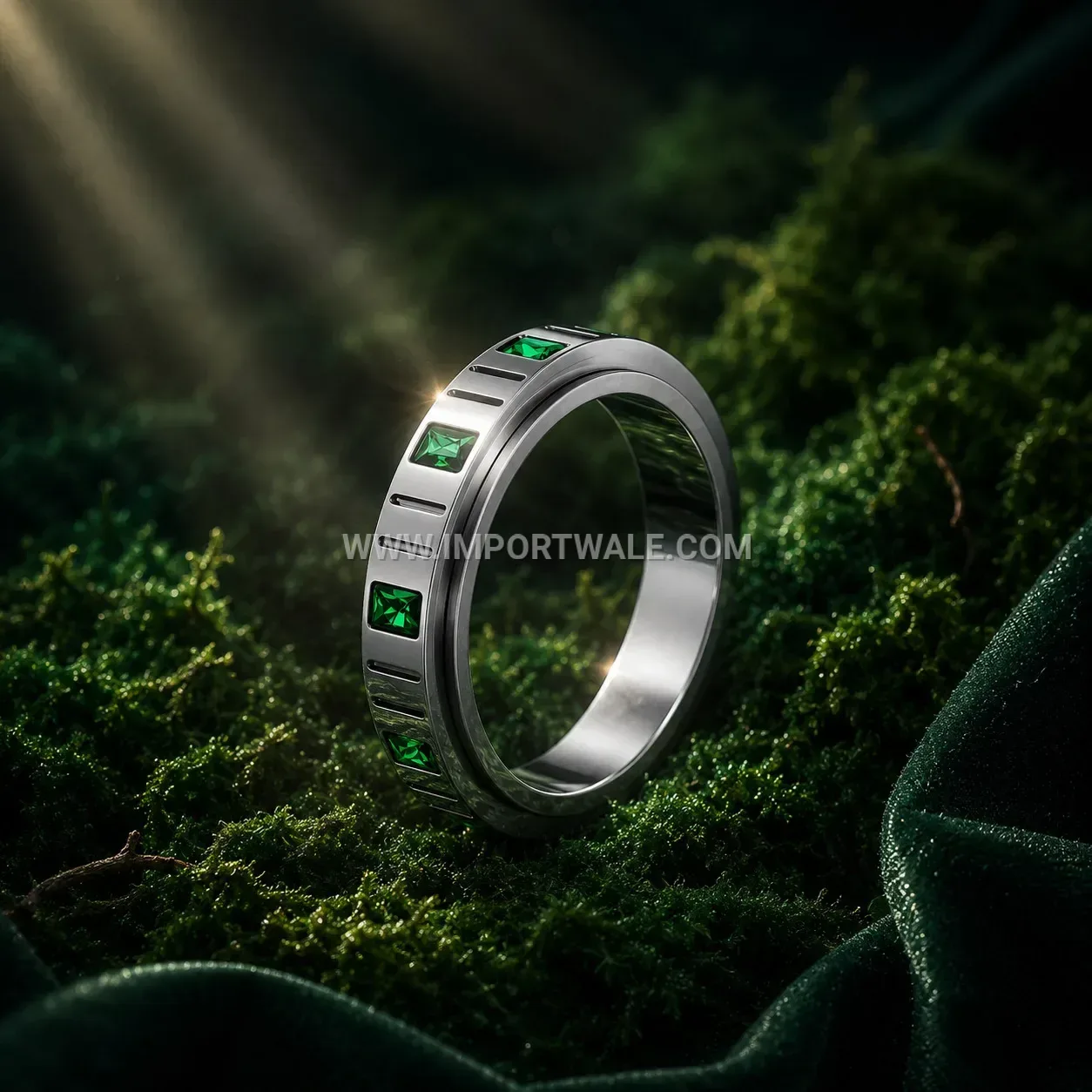 Vacuum Plated Stainless Steel Rhinestone Band Ring