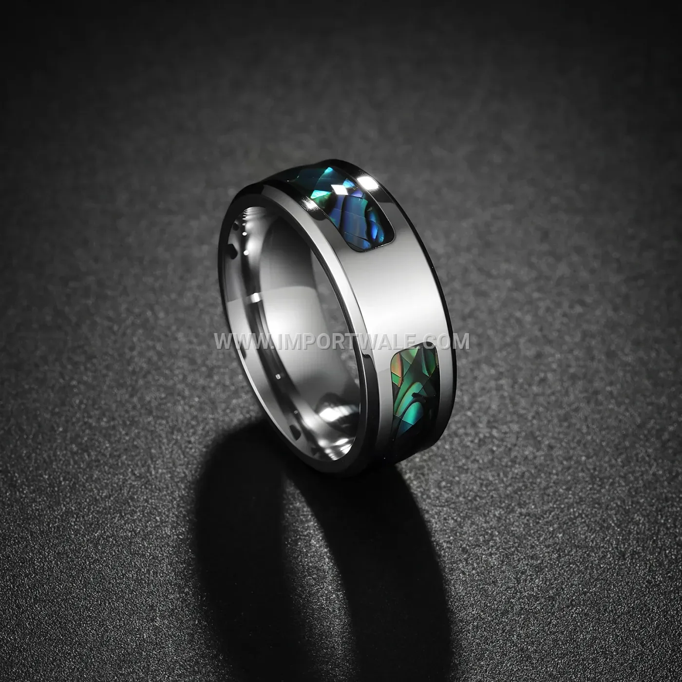 Stainless Steel Abalone Shell Inlay Signet Ring