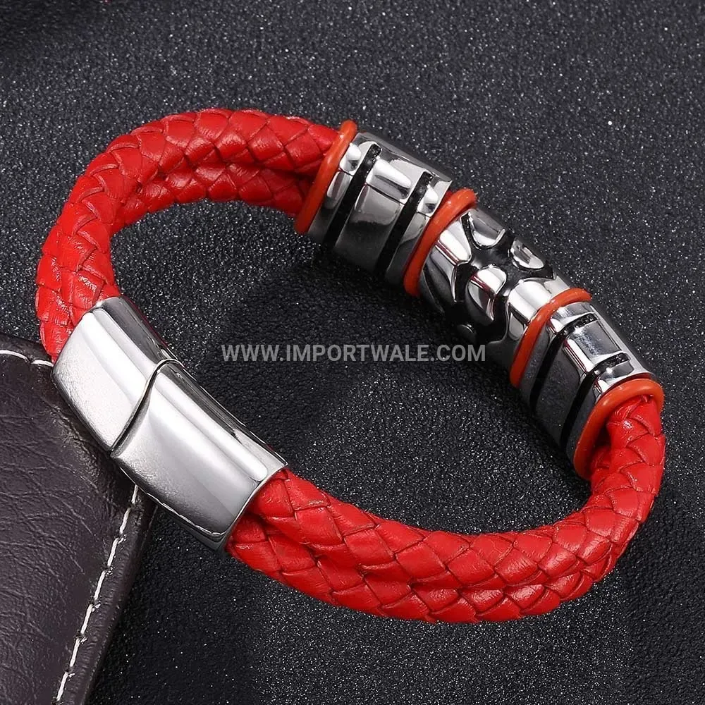 Triple Layer Bamboo Motif Stainless Steel Open Cuff Bracelet