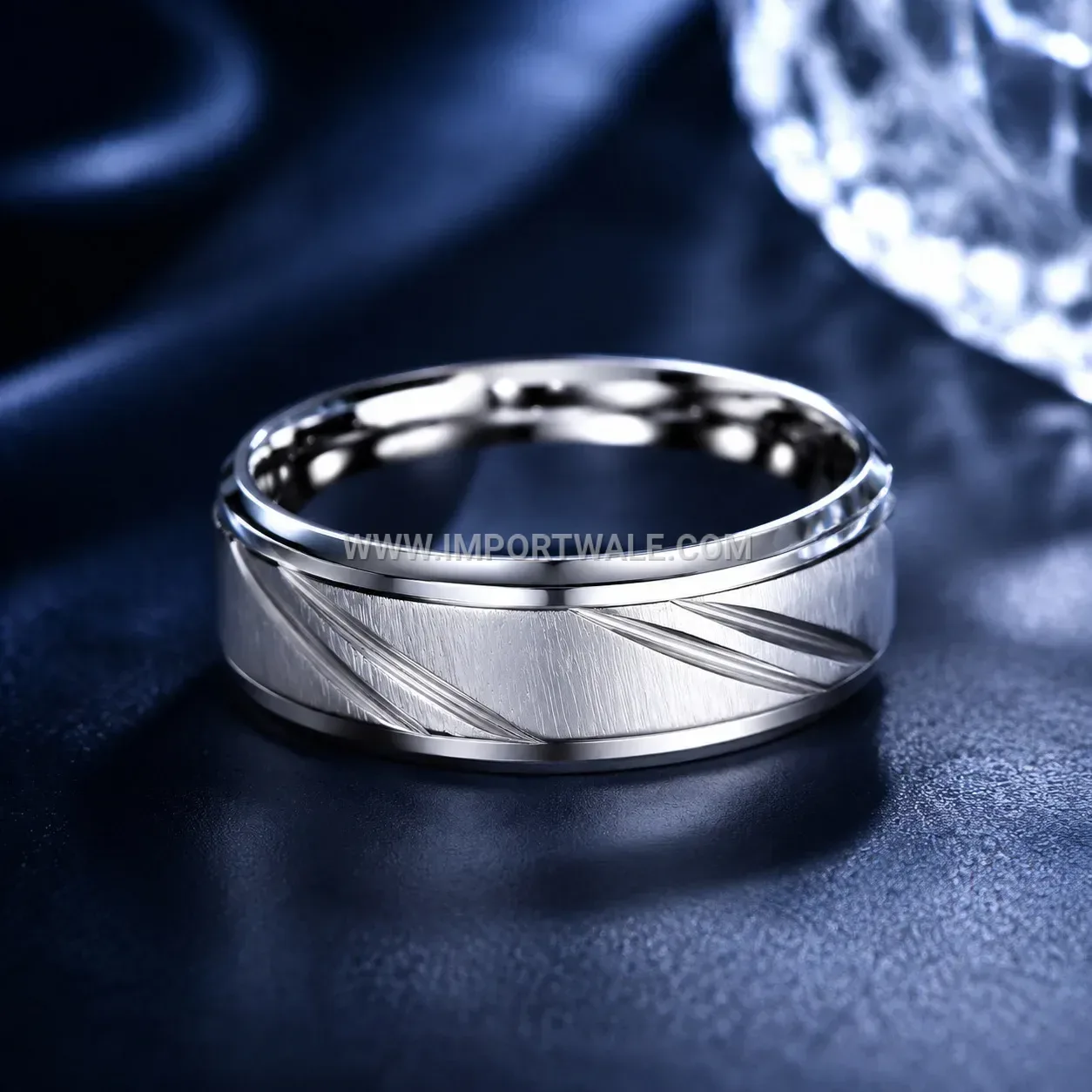 Diagonal Matte Finish Stainless Steel 8mm Band Ring