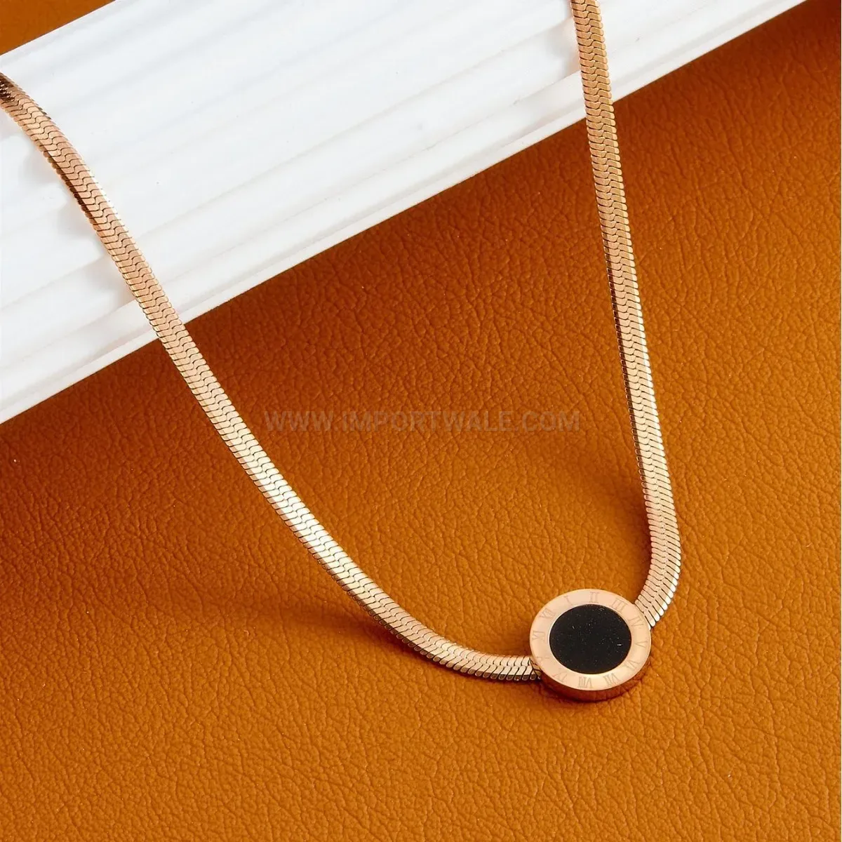 Classic Titanium Steel Roman Numeral Clavicle Chain Necklace
