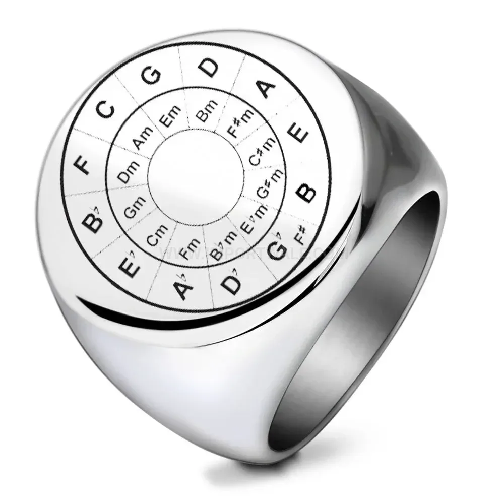 Chic Laser Engraved Lettering Round Stainless Steel Signet Ring