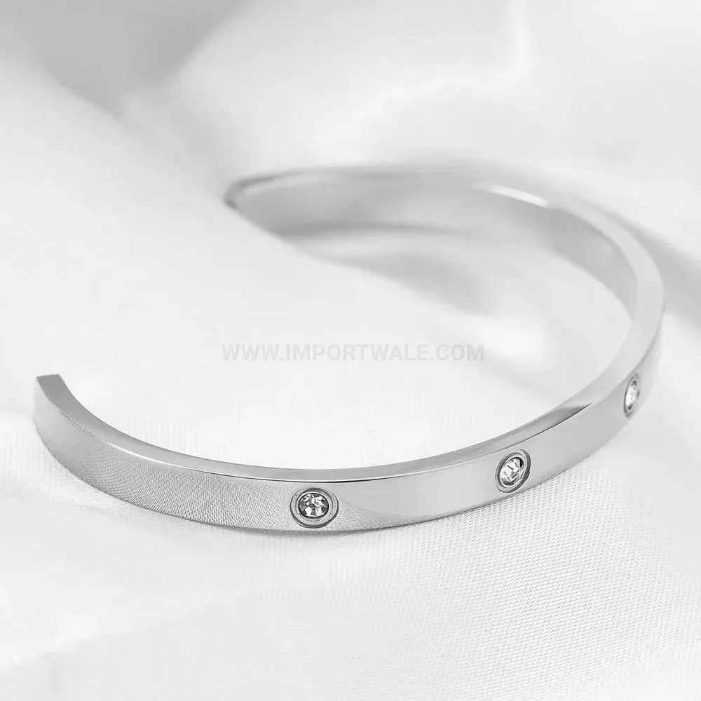 Classic Polished Minimalist Stainless Steel Open Cuff Bangle Bracelet