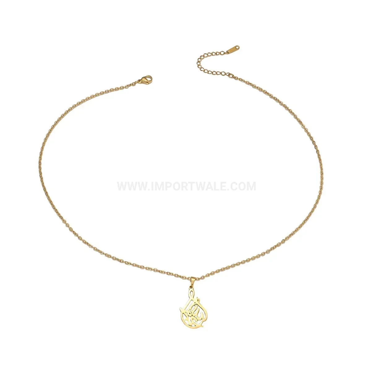 Fashion Gold Plated Stainless Steel Ya Rab Calligraphy Pendant Necklace