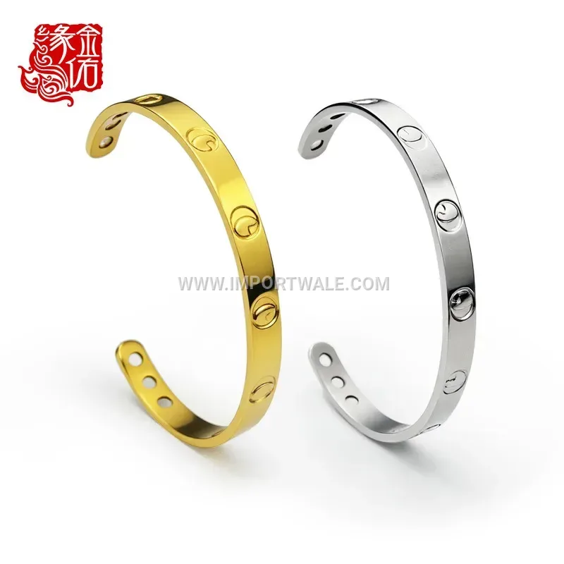 Sleek Stainless Steel Magnetic Open Cuff Bracelet