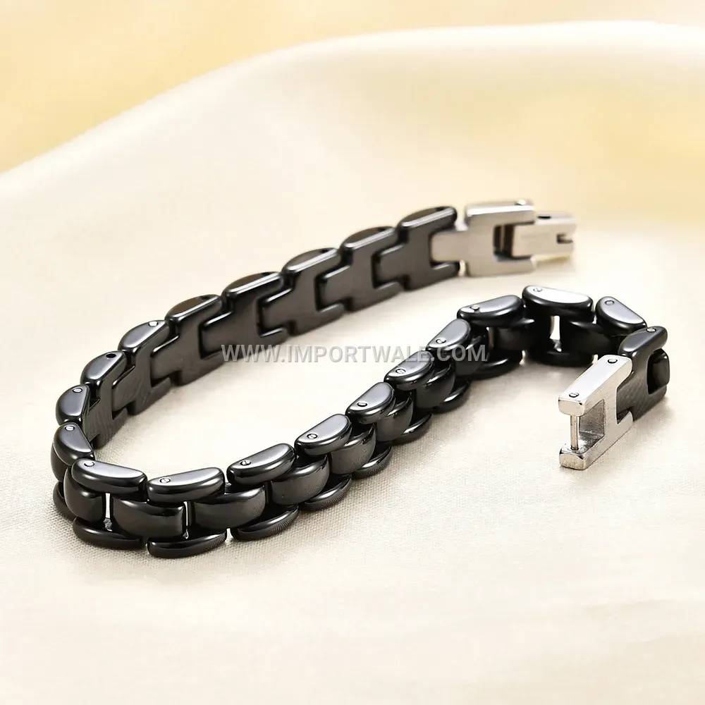 Adjustable Ceramic Two-Tone Watch Strap Style Bracelet