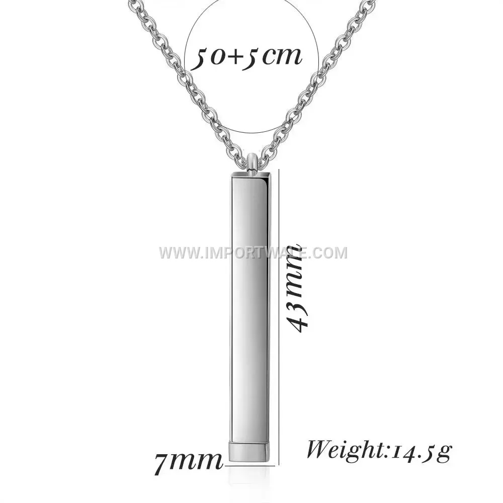 Minimalist Stainless Steel Vertical Bar Pendant Necklace