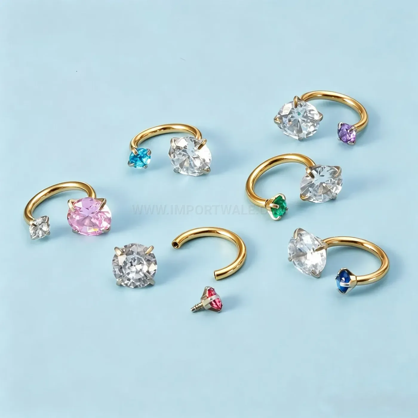 Fashion Stainless Steel Zircon Horseshoe Lip and Nose Piercing Ring