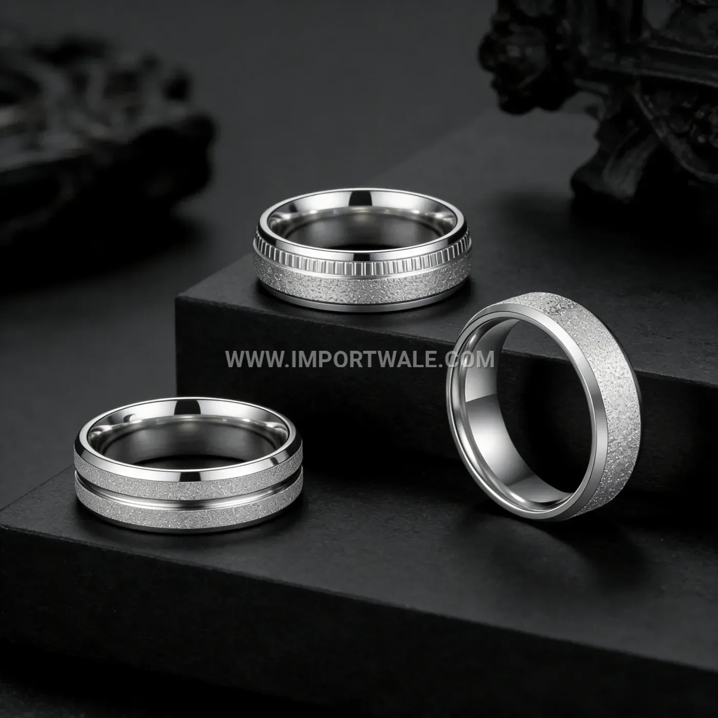 Frosted Stainless Steel Minimalist Band Ring