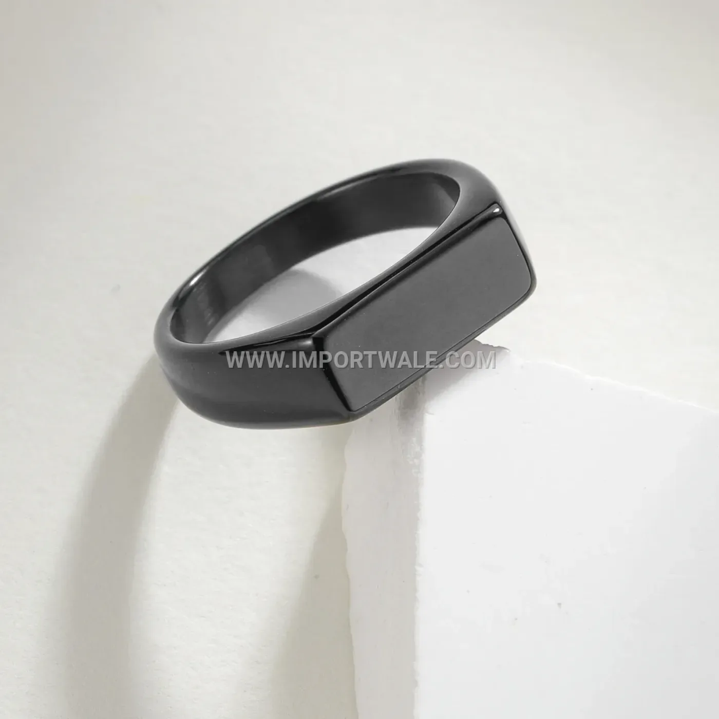 Polished Rectangular Signet Stainless Steel Ring
