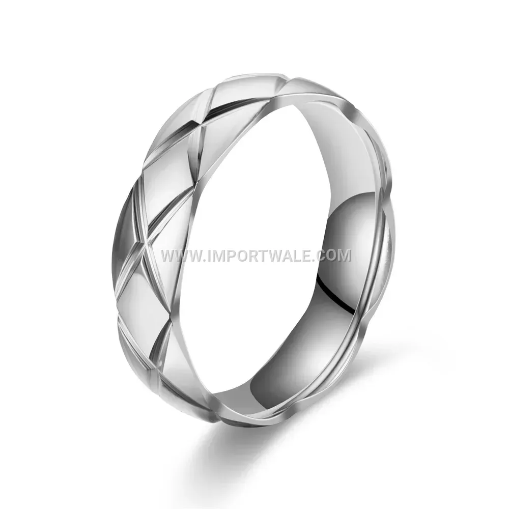 Cut Edge Curved Stainless Steel Geometric Band Ring