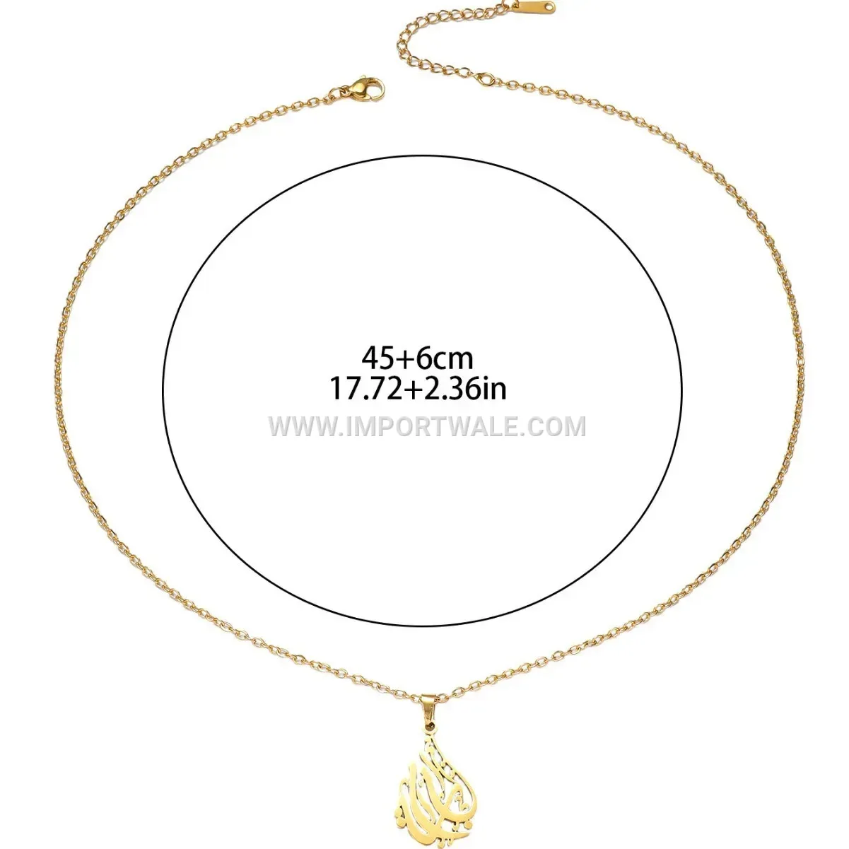 Arabic Calligraphy Script Stainless Steel Pendant Necklace