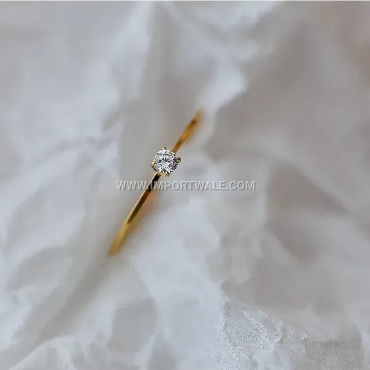 Ultra Fine Stainless Steel Zirconia Solitaire Ring