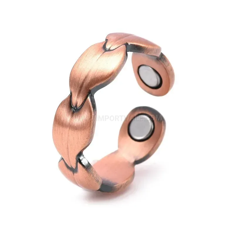 Designer Plated Leaf Motif Red Copper Bio Magnetic Therapy Bracelet