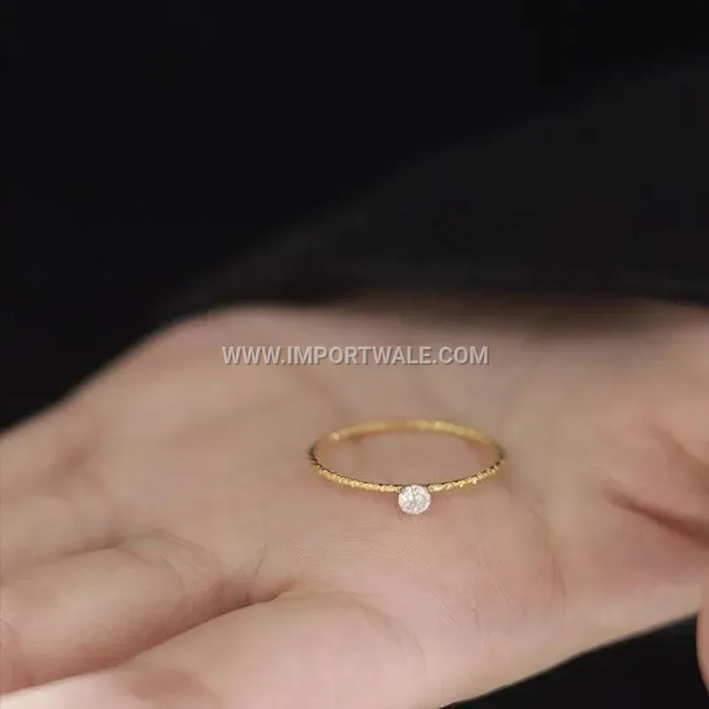 Dainty Stainless Steel Crystal Accent Band Ring
