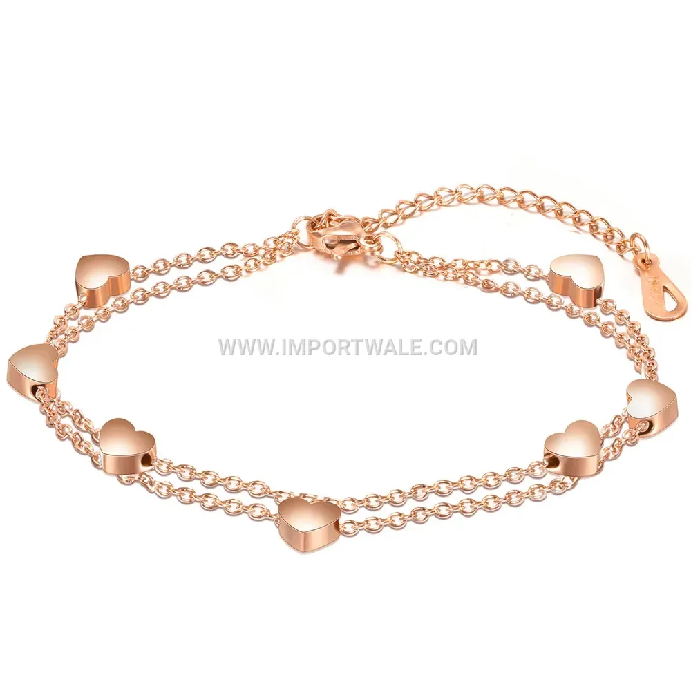 Stainless Steel Perforated Heart Link Chain Bracelet