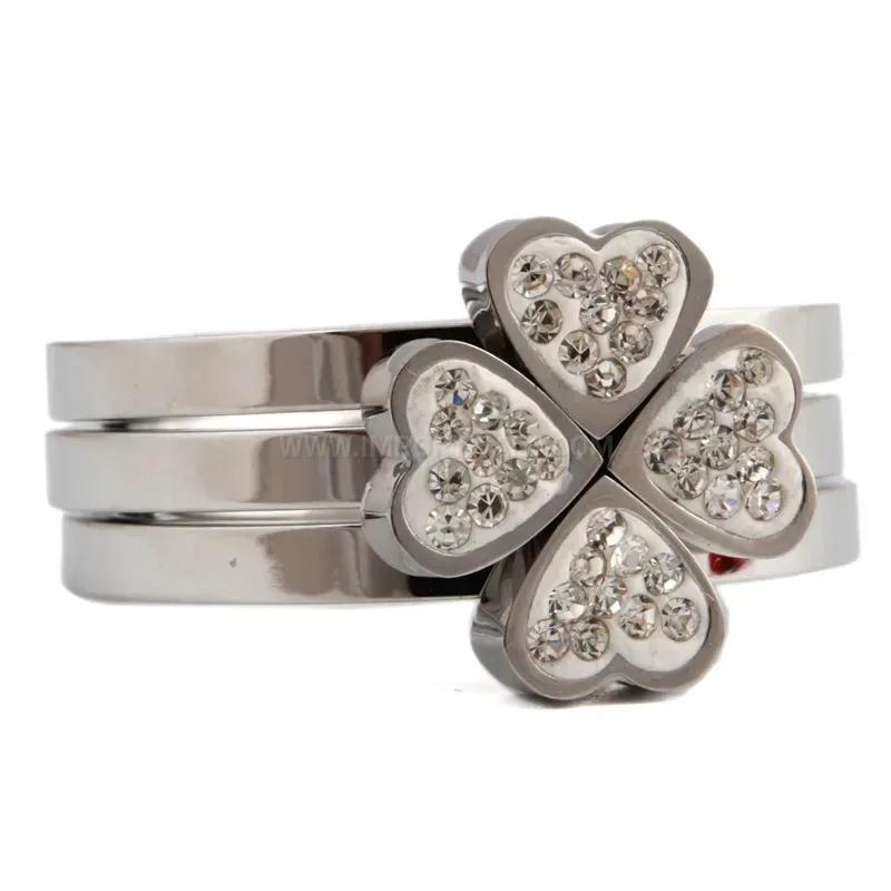 Tri-Color Interlocking Heart Stainless Steel Combination Ring