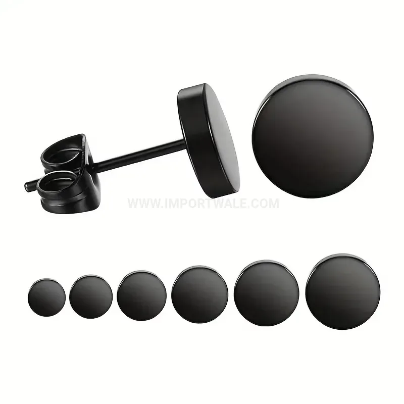 Stylish Minimalist Stainless Steel Disc Stud Piercing Earrings