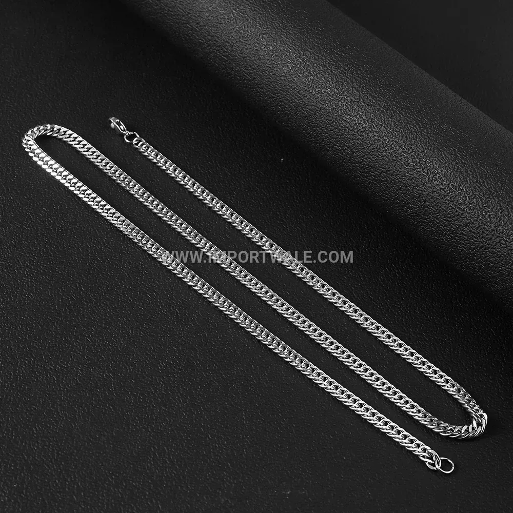 Men's Double Layer Woven Stainless Steel Chain Link Necklace