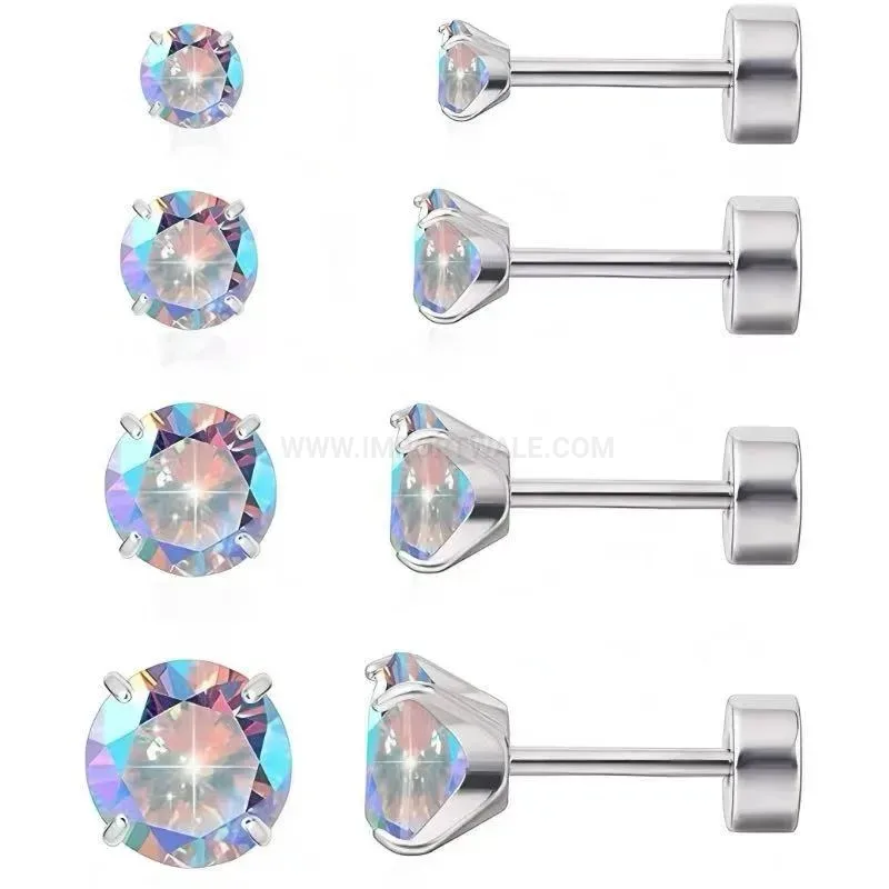 Premium Sparkling Zircon Flower Stainless Steel Cartilage Earring Set