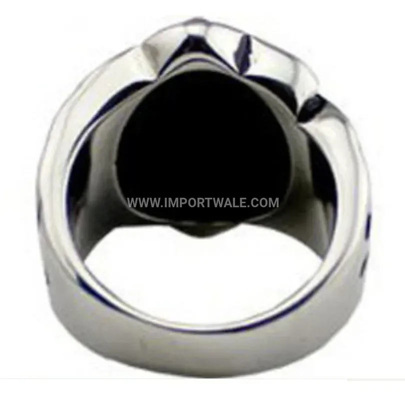 Vintage Oval Agate Inlaid Titanium Steel Signet Ring